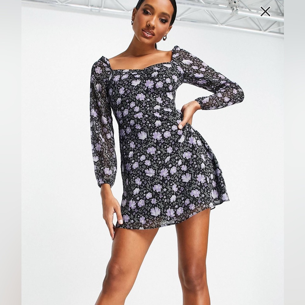 NA-KD long sleeve mini dress in lilac